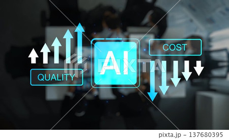 Visual Representation of AI Impact on Business Metrics Showing Quality Improvement and Cost Reduction with Graphic Elements on a Professional Setting Gluon Visual Representation of AI Impact on Business Metrics Showing Quality Improvement and Cost Reduction with Graphic Elements on a Professional Setting Gluon 137680395