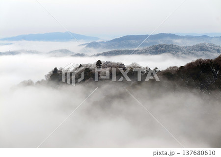 冬の雲海と備中松山城（天空の山城）25333 137680610
