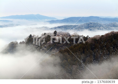 冬の雲海と備中松山城(天空の山城)25398 冬の雲海と備中松山城(天空の山城)25398 137680639