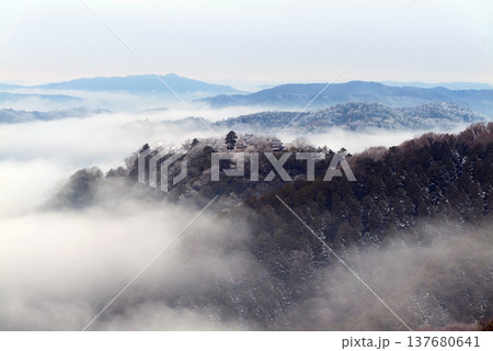 冬の雲海と備中松山城（天空の山城）25402 137680641