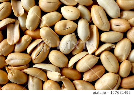 真上から見たたくさんのピーナッツ 137681495