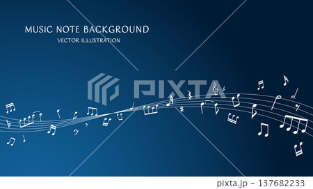 音符の流れる音楽背景 テキストスペース付き 137682233