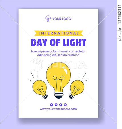 International Day Of Light Social Media Vertical Poster Flat Cartoon Bright Light Concept 137682515