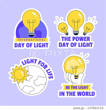 International Day Of Light Social Media Label Flat Cartoon Hand Drawn Bright Illustration 137682518