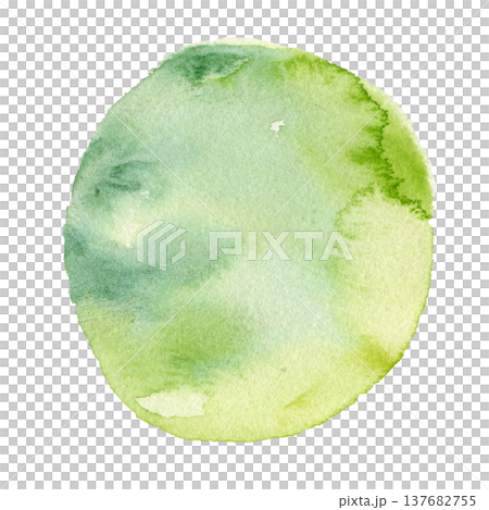 水彩圓形背景素材 | 綠色水彩模糊圓圈 137682755