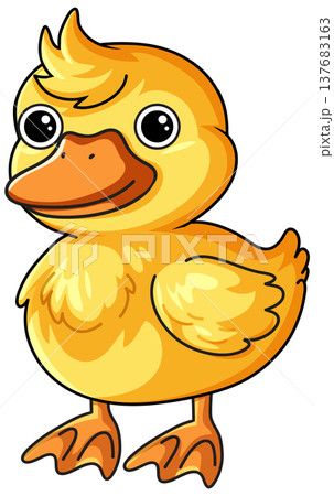 Cute Yellow Duckling Vector Illustration Isolated on White Background Cute Yellow Duckling Vector Illustration Isolated on White Background 137683163