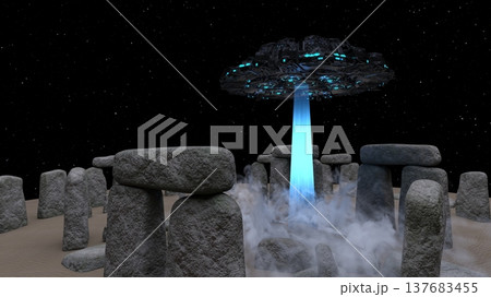 UFOに攻撃される古代遺跡 137683455