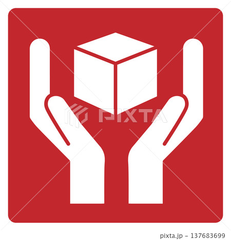 取扱注意 荷物を支える赤ラインアイコン 取扱注意 荷物を支える赤ラインアイコン 137683699