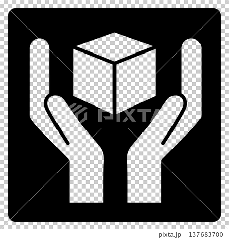 請小心輕放。 （單色圖標，顯示一隻手拿著一個包裹） 137683700