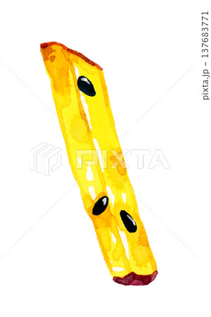 スティック状の大学芋（単品）　手描き水彩イラスト素材 137683771