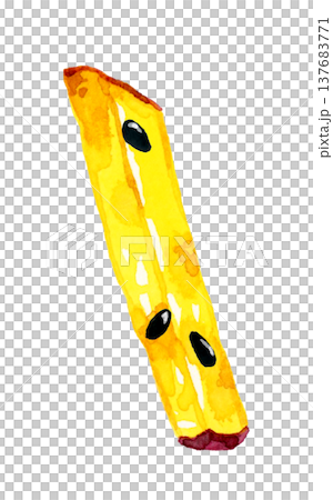 スティック状の大学芋（単品）　手描き水彩イラスト素材 137683771