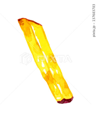 スティック状の大学芋（単品）　手描き水彩イラスト素材 137683783