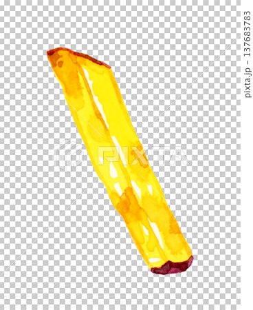 スティック状の大学芋（単品）　手描き水彩イラスト素材 137683783