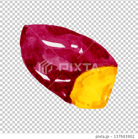 大学芋(単品) 手描き水彩イラスト素材 大学芋(単品) 手描き水彩イラスト素材 137683802