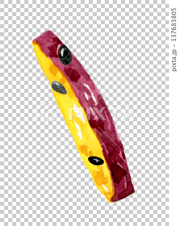 スティック状の大学芋（単品）　手描き水彩イラスト素材 137683805