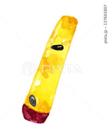スティック状の大学芋（単品）　手描き水彩イラスト素材 137683807