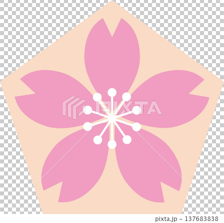 桜の絵馬。合格祈願の五角形、受験応援や春の和風素材 137683838