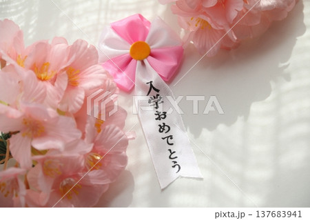 桜の花びらと入学式イメージ 桜の花びらと入学式イメージ 137683941