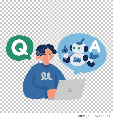 AIチャット_人工知能に質問をする男性 AIチャット_人工知能に質問をする男性 137684071