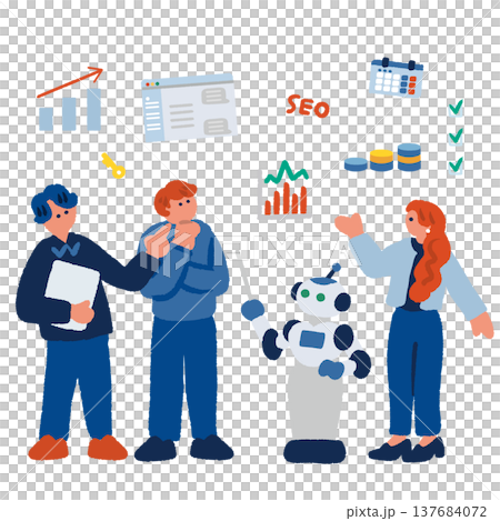 一位商人運用人工智慧(AI)的實例。 一位商人運用人工智慧(AI)的實例。 137684072