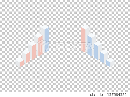 等距長條圖設計,其中最長的長條採用不同的顏色(紅色和藍色)。 等距長條圖設計,其中最長的長條採用不同的顏色(紅色和藍色)。 137684322