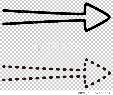 手描き風矢印と破線矢印のセット 137684523