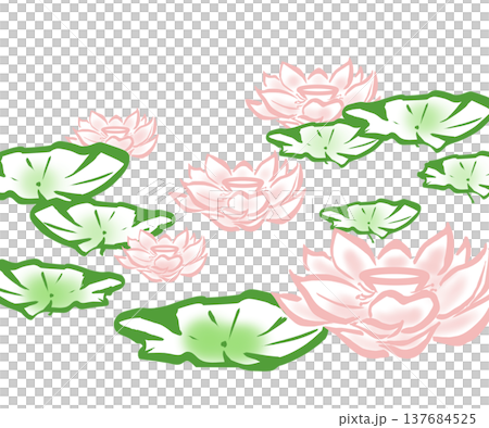 蓮の花と蓮の葉のシンプルなイラスト 蓮の花と蓮の葉のシンプルなイラスト 137684525
