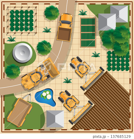 Rural landscape. View from above. Vector illustration.  137685129