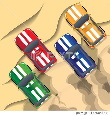 Rally off-road. View from above. Vector illustration.  137685134