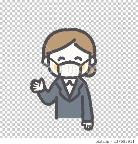 ゆる可愛いビジネス女性の表情ポーズイラストセット ゆる可愛いビジネス女性の表情ポーズイラストセット 137685911