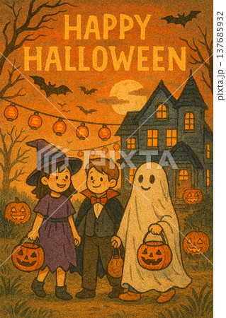 ハロウィンのかぼちゃとハロウィン ハロウィンのかぼちゃとハロウィン 137685932