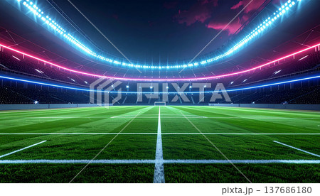 Professional Football Stadium with Bright Arena Lights 137686180