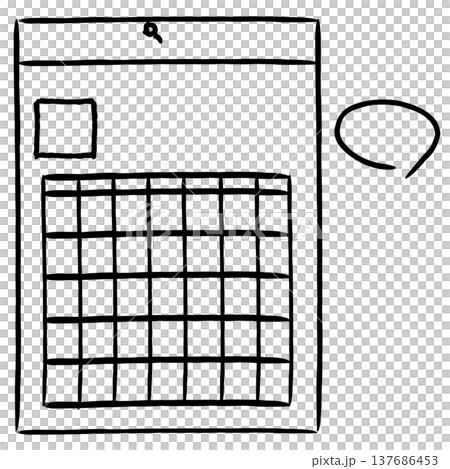手描きのシンプルなカレンダーの線画アイコン 137686453