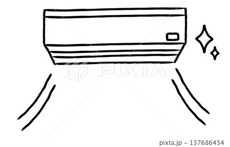 手描きのシンプルな線画のエアコン 137686454
