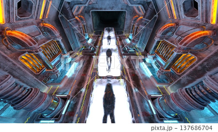 宇宙船内の風景 137686704