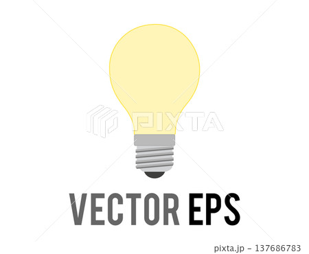 Simple illustration of a glowing light bulb flat icon with a bright yellow hue 137686783