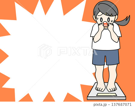 体重を気にする女性のイラスト01（左側にスペース） 137687071