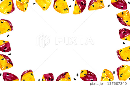 大学芋のフレーム 手描き水彩イラスト背景素材 大学芋のフレーム 手描き水彩イラスト背景素材 137687240