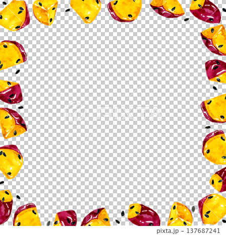 大学芋のフレーム　手描き水彩イラスト背景素材 137687241