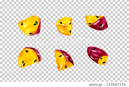 大学芋のセット　手描き水彩イラスト素材 137687254