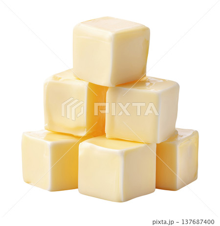 Butter cubes stacked pile 137687400