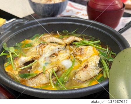 穴子の柳川鍋 日本の和食鍋料理 穴子の柳川鍋 日本の和食鍋料理 137687625