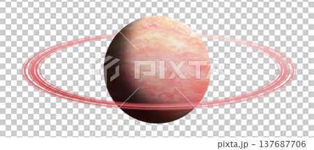 輪のあるピンク色の惑星・影強 137687706