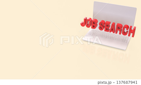 Job Search Text Emerging From Laptop Screen Online Career Recruitment Concept 3d render. Job Search Text Emerging From Laptop Screen Online Career Recruitment Concept 3d render. 137687941
