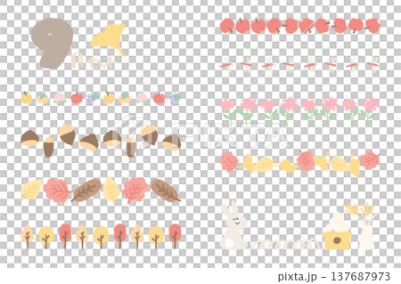幼稚園・保育園向け 9月の園だより用区切りイラストセット｜シンプル手書き素材シリーズ 137687973