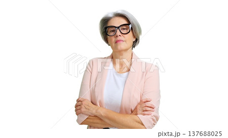 Mature woman wearing glasses presenting professional confidence 137688025
