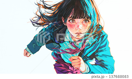 走る女子高生 走る女子高生 137688083