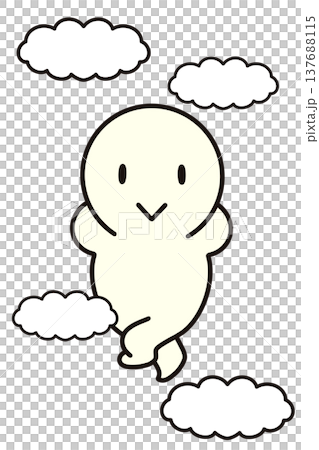 足を組んで　手を頭　仰向けに寝転ぶ　空を見る　気分いい　シンプルな人物 137688115