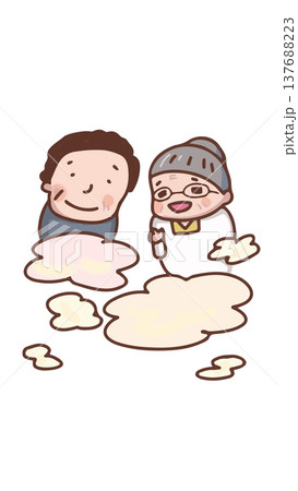 雲の上から見守るおばあちゃんとおじさん 雲の上から見守るおばあちゃんとおじさん 137688223