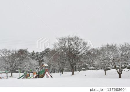 雪の樹林公園の遊具_06 137688604